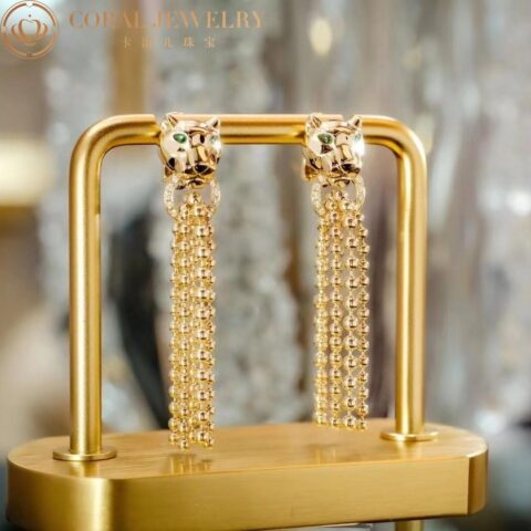 Cartier N8515072 Panthère de Cartier Earrings Yellow Gold Tsavorite Diamonds 9