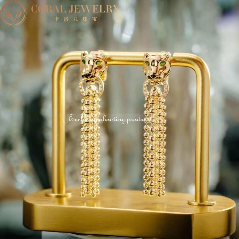 Cartier N8515072 Panthère de Cartier Earrings Yellow Gold Tsavorite Diamonds 8