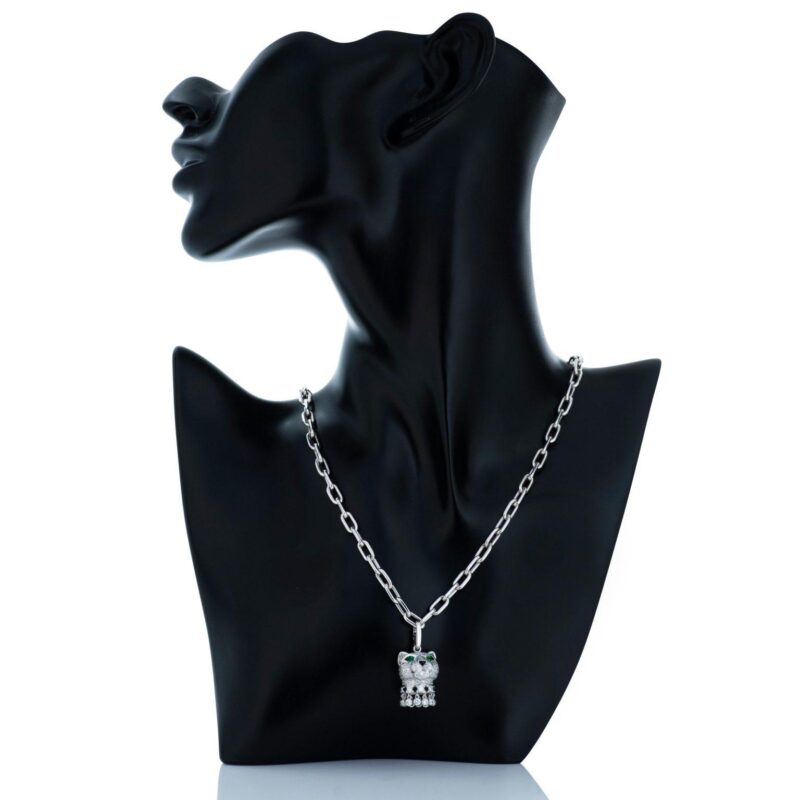 Cartier Panthère De Cartier Necklace Diamond Emerald and Onyx Panther Head Pendant in 18kw Gold 5