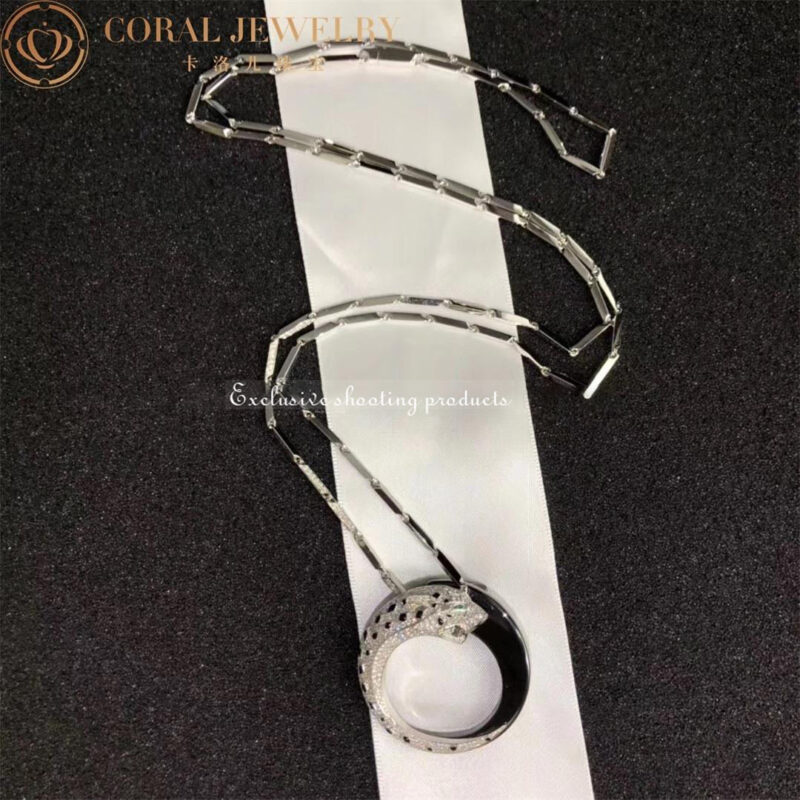 cartier panthere de cartier necklace white gold black ceramic onyx emeralds diamonds hp700855 coral 16