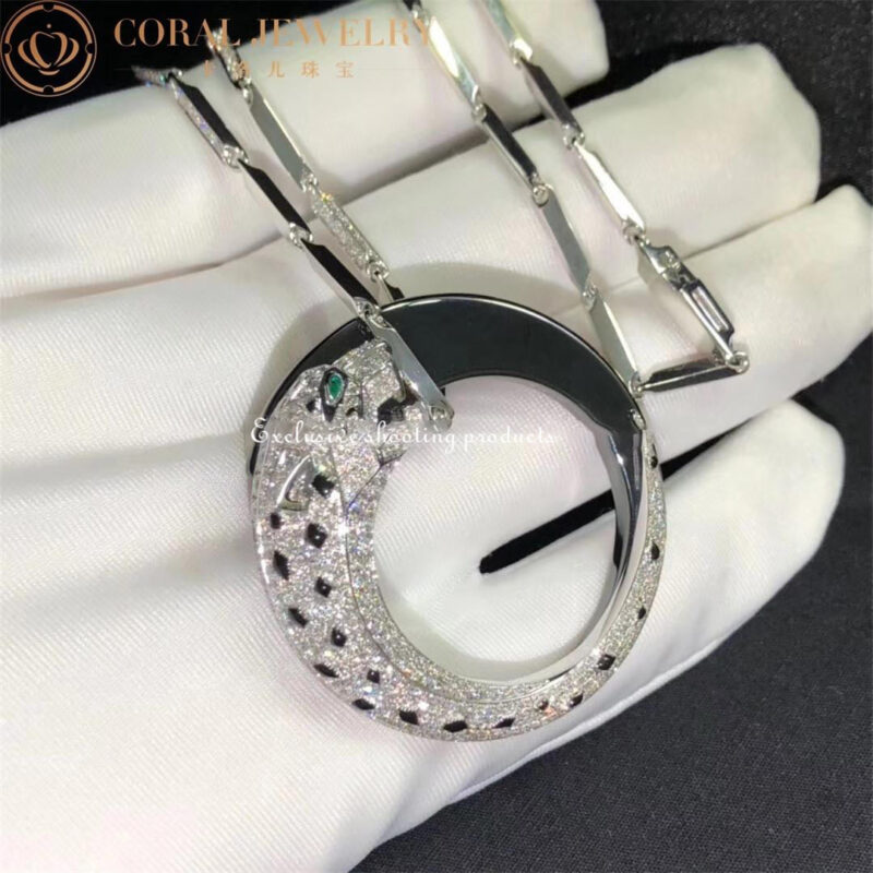 cartier panthere de cartier necklace white gold black ceramic onyx emeralds diamonds hp700855 coral 18