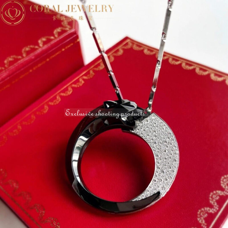 Panthère de Cartier HP700855 Necklace White Gold Black Ceramic Onyx Emeralds Diamonds 4