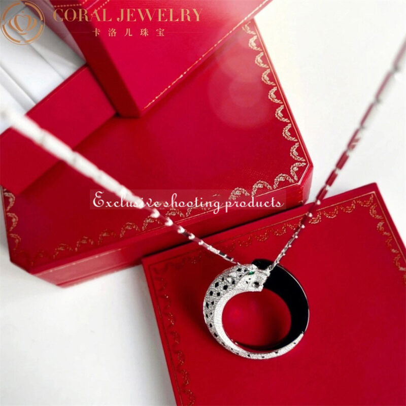 Cartier Panthere De Cartier Necklace White Gold Black Ceramic Onyx Emeralds Diamonds Hp700855 Coral 22