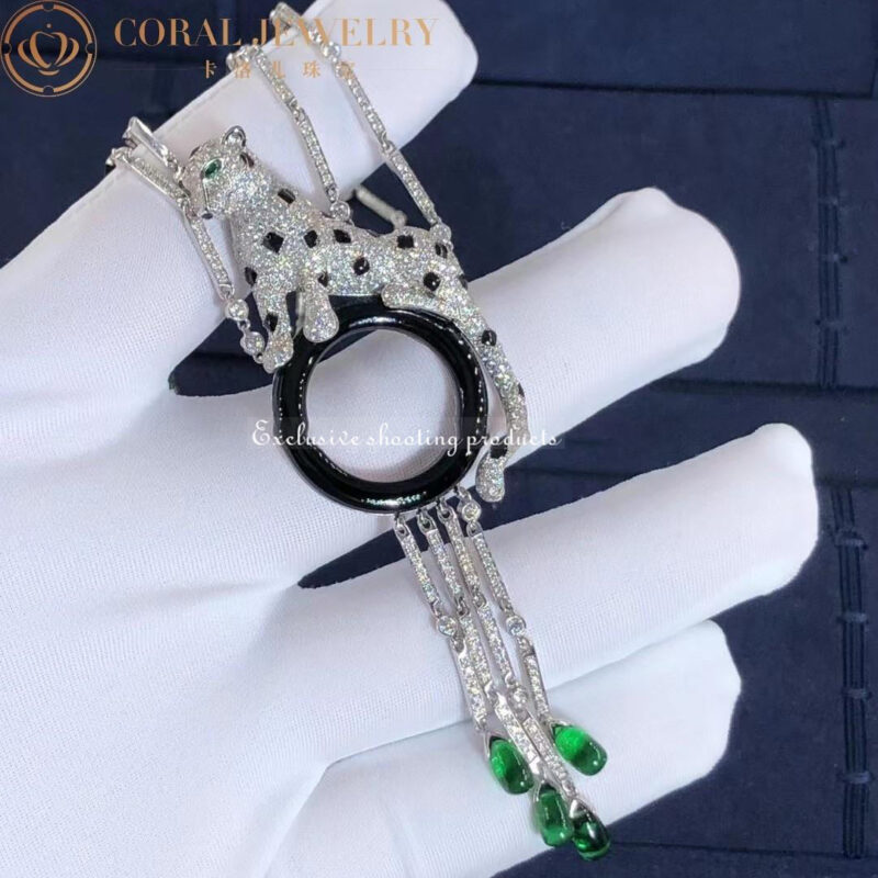 Cartier Panthère de H7000743 Cartier Necklace White Gold Onyx Emeralds Diamonds 4