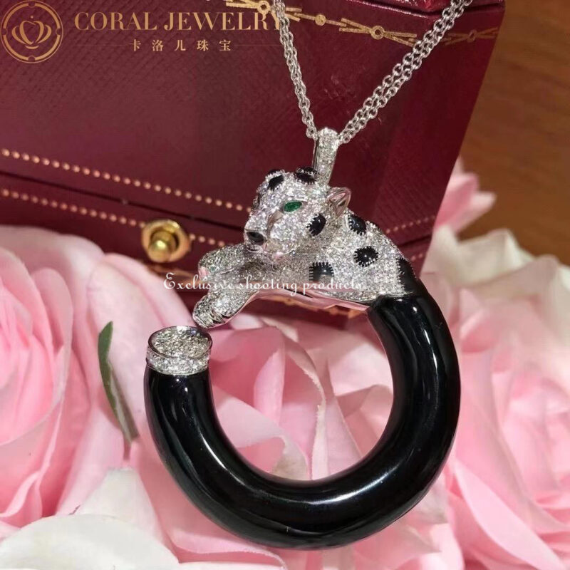 Cartier Panthère de H7000013 Cartier Necklace White Gold With Emeralds Onyx and Diamonds 8