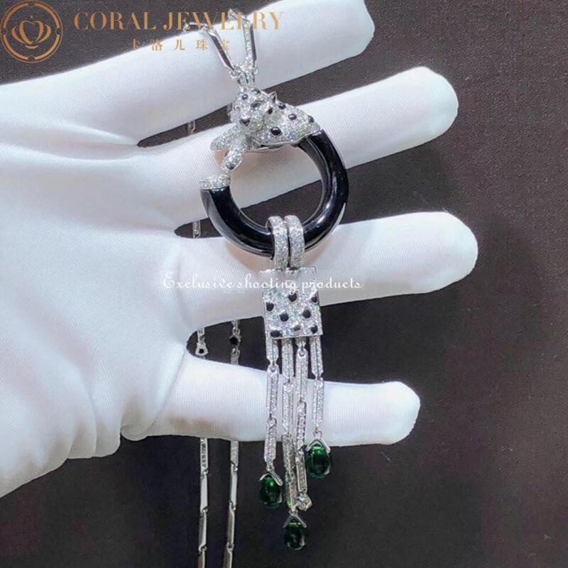 Cartier Panthère de H7000030 Cartier Necklace White Gold With Emeralds Onyx and Diamonds 7