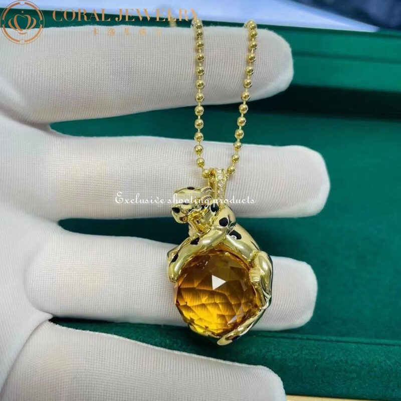 Cartier Panthère De N7424120 Cartier Necklace Yellow Gold Citrine Bead Tsavorite and 5 Diamonds 6