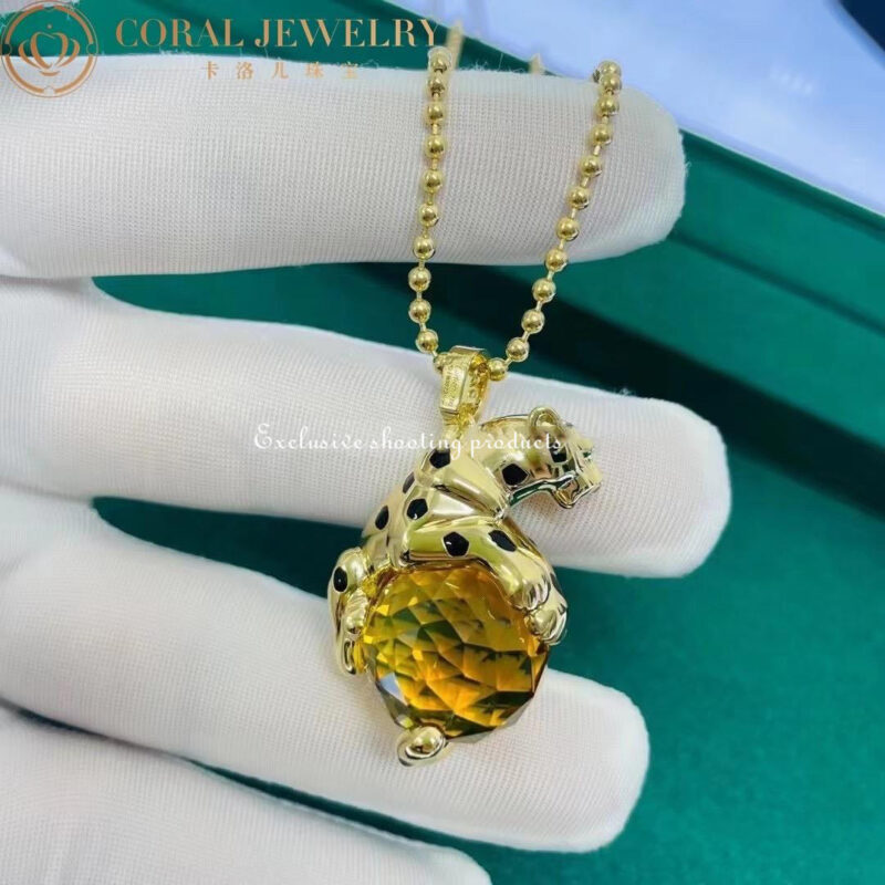 Cartier Panthère De N7424120 Cartier Necklace Yellow Gold Citrine Bead Tsavorite and 5 Diamonds 3