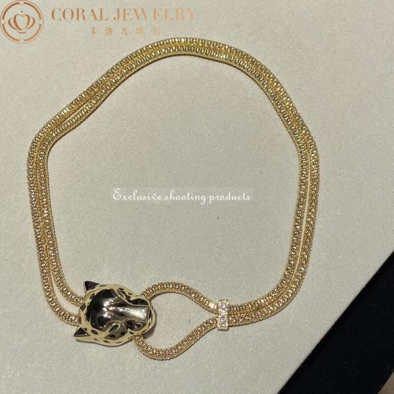 Cartier N7408338 Panthère de Cartier Necklace Yellow Gold Lacquer Diamonds Tsavorite Garnet Onyx 5