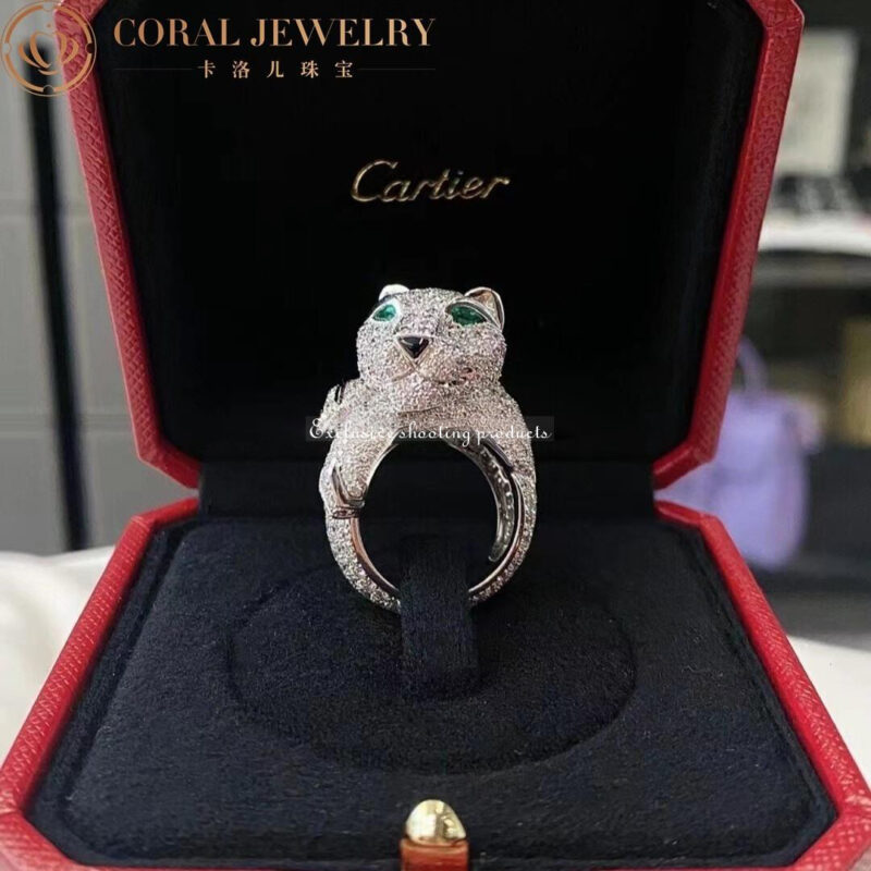 Cartier Panthère De N4183154 Cartier Ring Pave Diamond Emerald White Gold 7