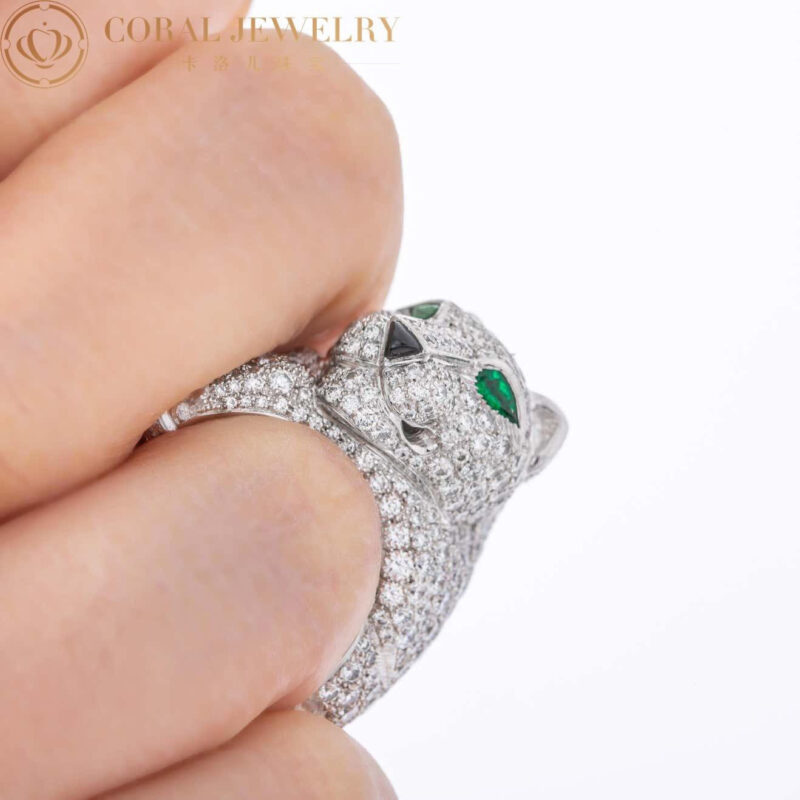 Cartier Panthère De N4183154 Cartier Ring Pave Diamond Emerald White Gold 3