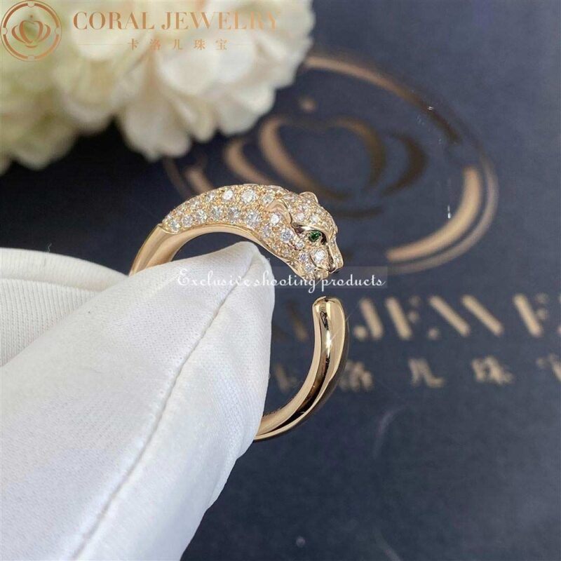 Cartier Panthère De N4765700 Cartier Ring Rose Gold Emeralds Diamonds 9