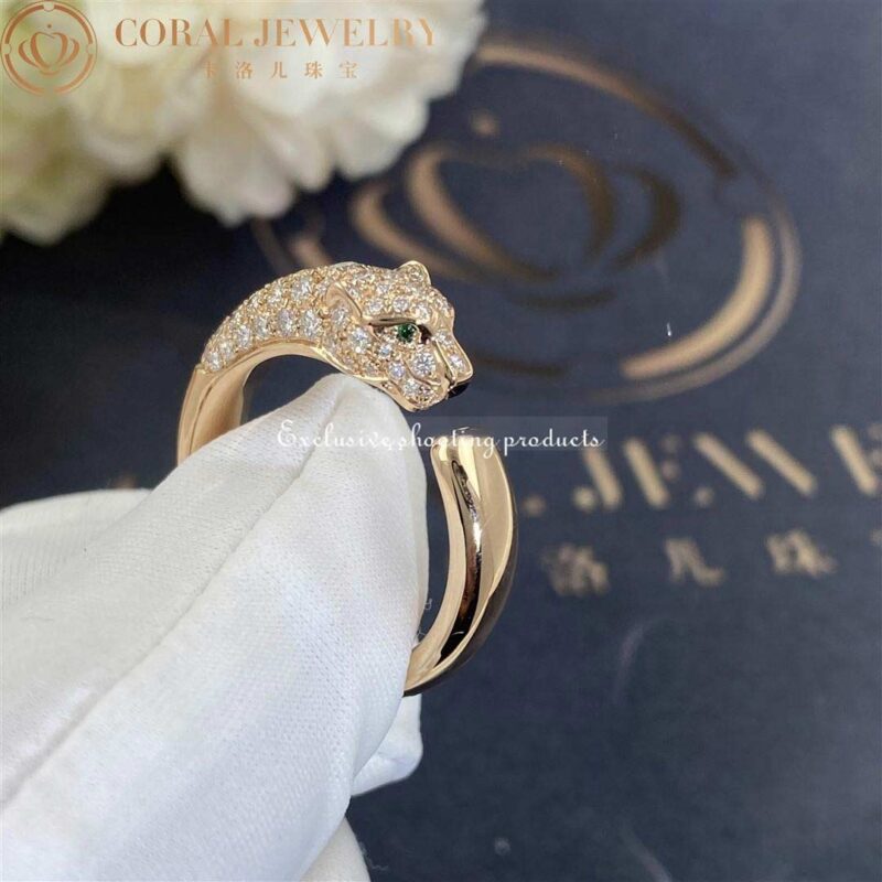 Cartier Panthère De N4765700 Cartier Ring Rose Gold Emeralds Diamonds 7