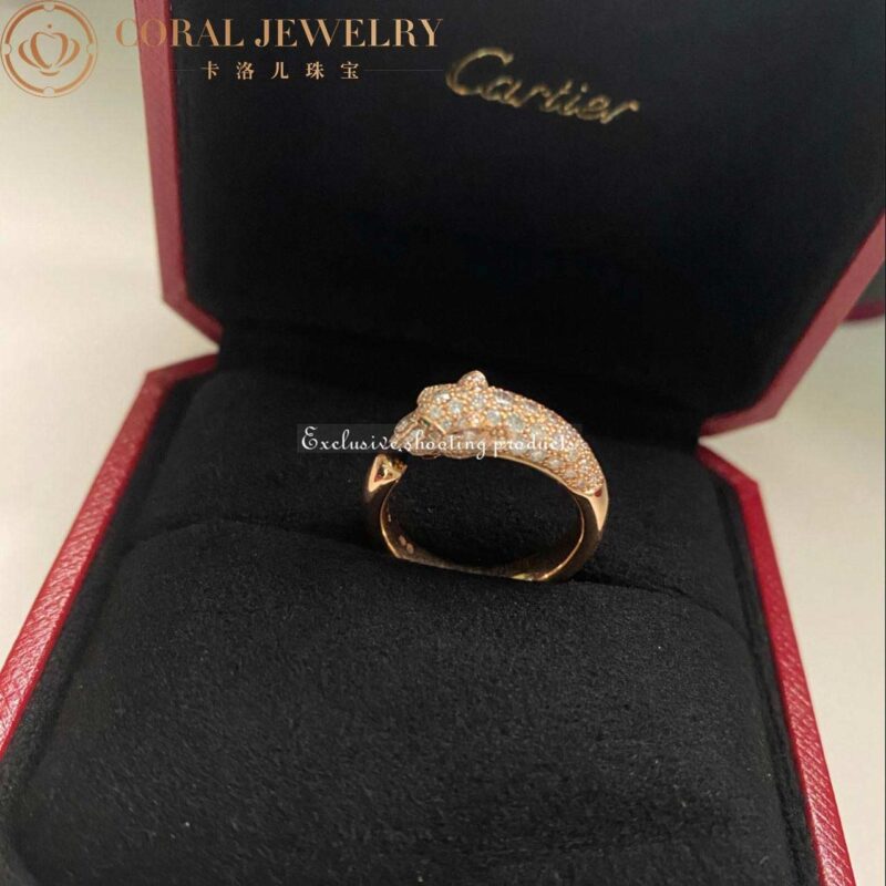 Cartier Panthère De N4765700 Cartier Ring Rose Gold Emeralds Diamonds 4