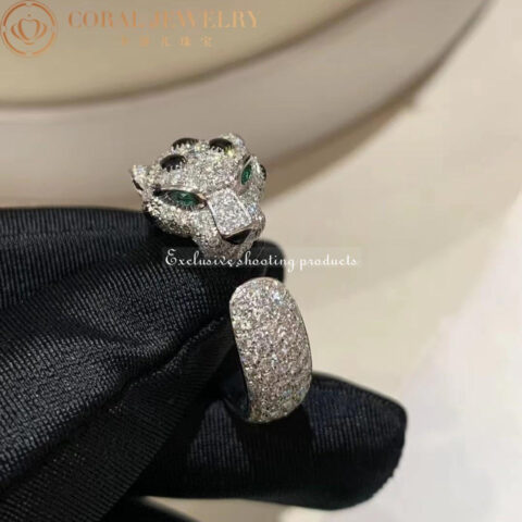 Cartier Panthère De N4767800 Cartier Ring White Gold Diamonds Emeralds Onyx 2