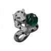 Cartier Panthère de H4252100 Cartier Ring Platinum Diamonds Emeralds Onyx 2