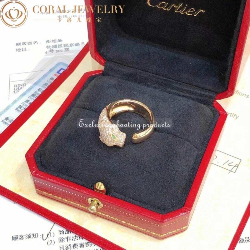Cartier Panthère De N4225000 Cartier Ring Yellow Gold Diamonds Emeralds Onyx 5