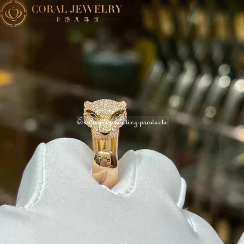 Cartier Panthère De N4225000 Cartier Ring Yellow Gold Diamonds Emeralds Onyx 4