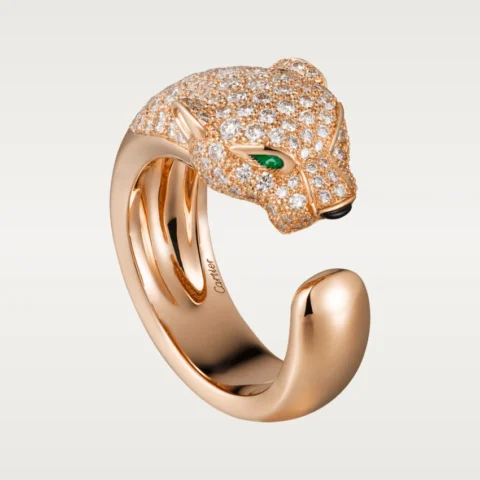 Cartier Panthère De N4742200 Cartier Ring Rose Gold Diamonds Emeralds Onyx 1