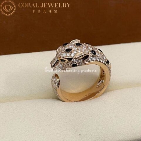 Cartier Panthère De N4767700 Cartier Ring Yellow Gold Diamonds Emeralds Onyx 10
