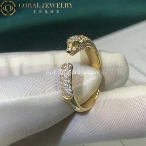 Cartier Panthère De N4765500 Cartier Ring Yellow Gold Emeralds Diamonds 7