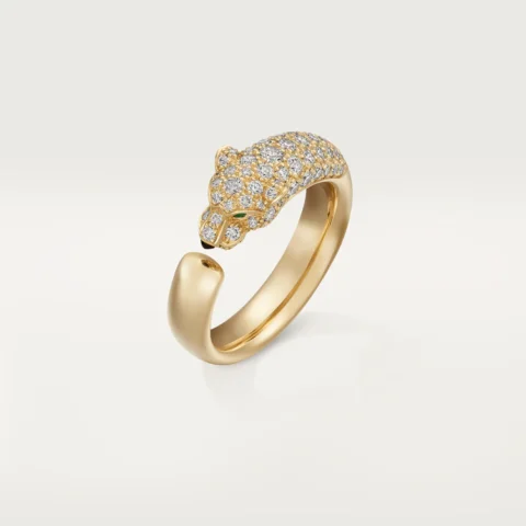 Cartier Panthère De N4765800 Cartier Ring Yellow Gold Emeralds Onyx Diamonds 2