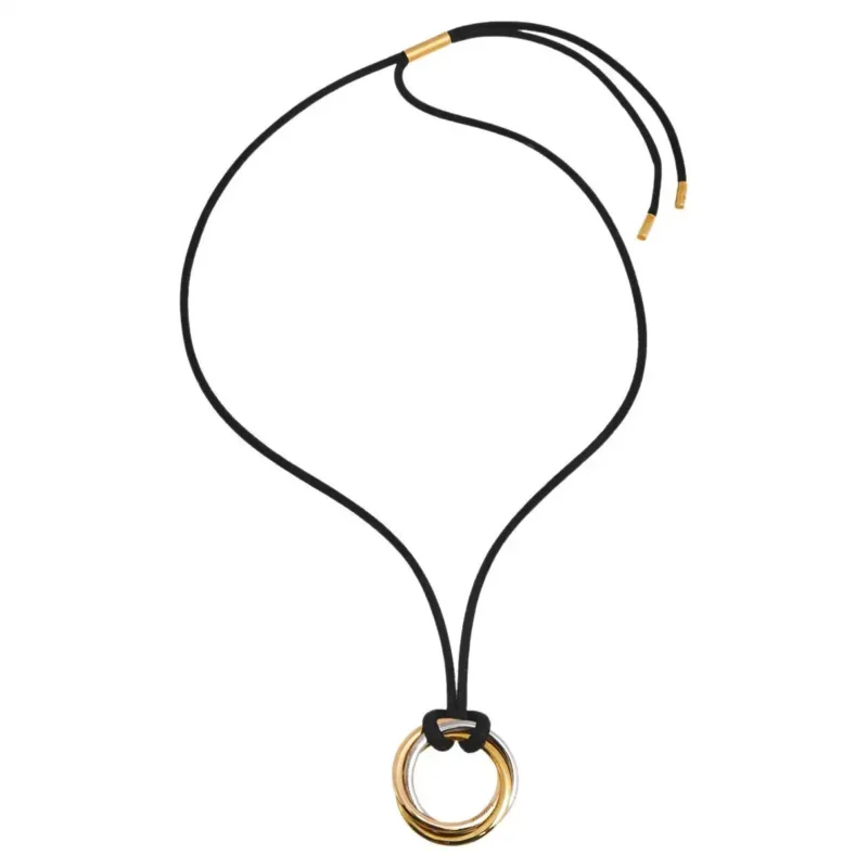 Three Tone Gold Cord Pendant Necklace Cartier Trinity de Cartier 18k 3