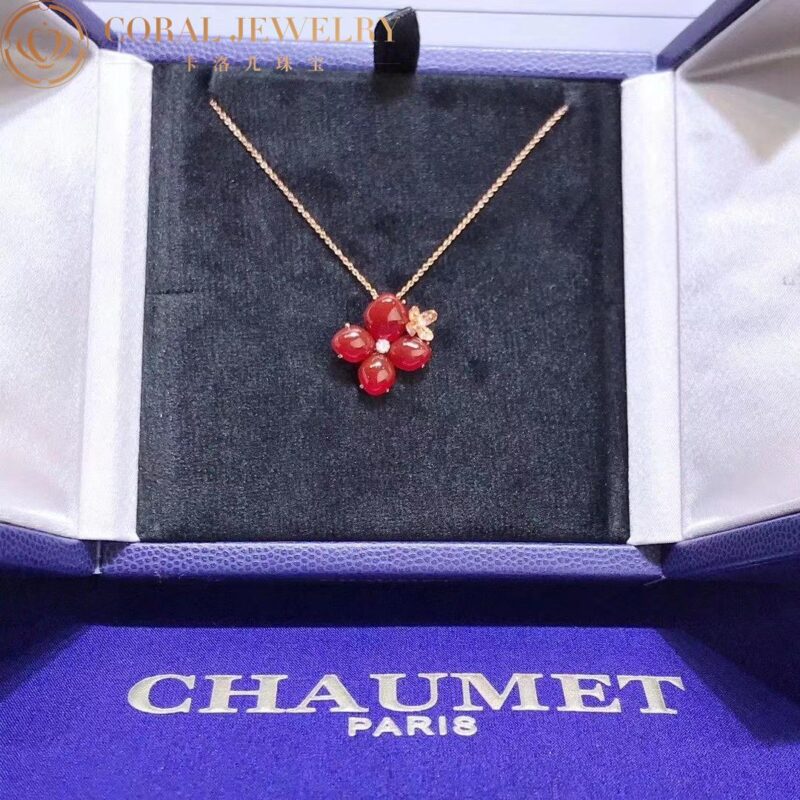 Chaumet Hortensi 083527 Jardins Pink Gold Carnelian Diamond Pendant 3