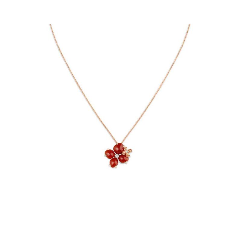 Chaumet Hortensi 083527 Jardins Pink Gold Carnelian Diamond Pendant 2