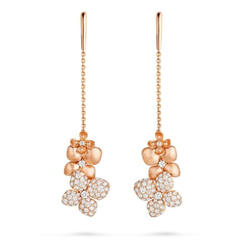 Chaumet 083139 Hortensia Astres d’or brushed rose gold and diamond drop earrings 2