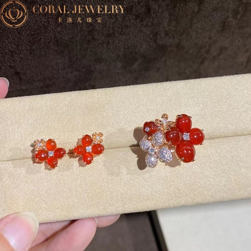 Chaumet Hortensia Aube Rosee Pink Gold Diamond Carnelian Earrings11