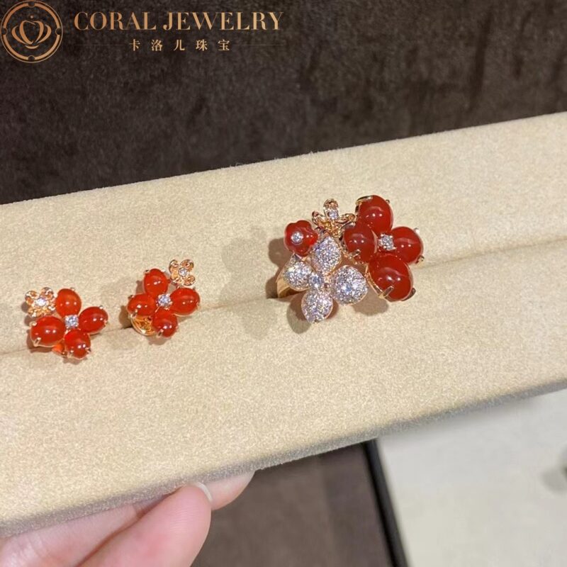 Chaumet Hortensia Aube Rosee Pink Gold Diamond Carnelian Earrings9