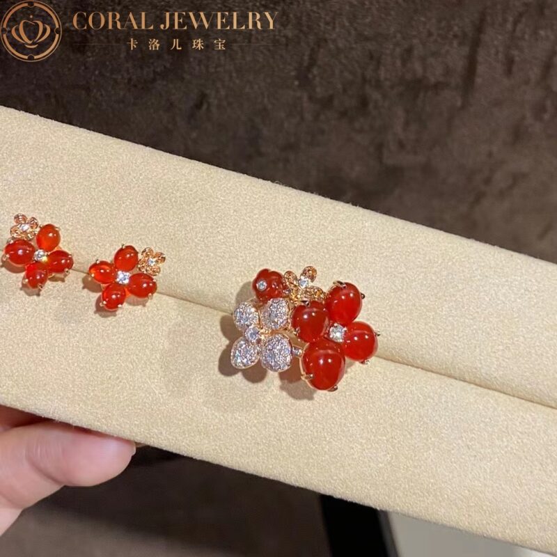 Chaumet Hortensia Aube Rosee Pink Gold Diamond Carnelian Earrings8