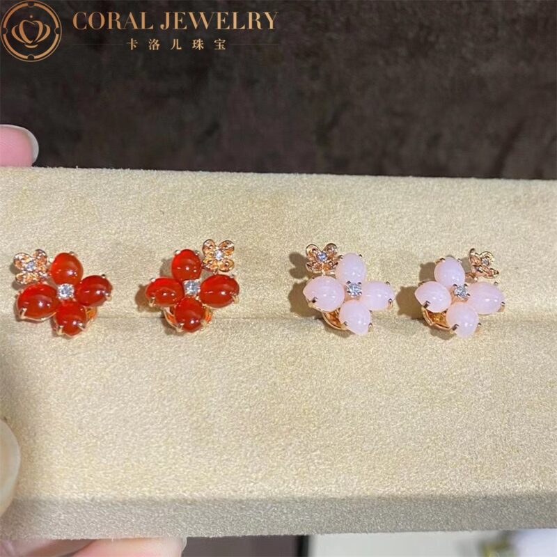 Chaumet Hortensia Aube Rosee Pink Gold Diamond Carnelian Earrings6