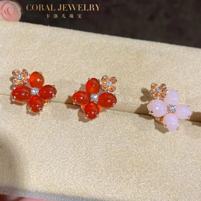 Chaumet Hortensia Aube Rosee Pink Gold Diamond Carnelian Earrings5