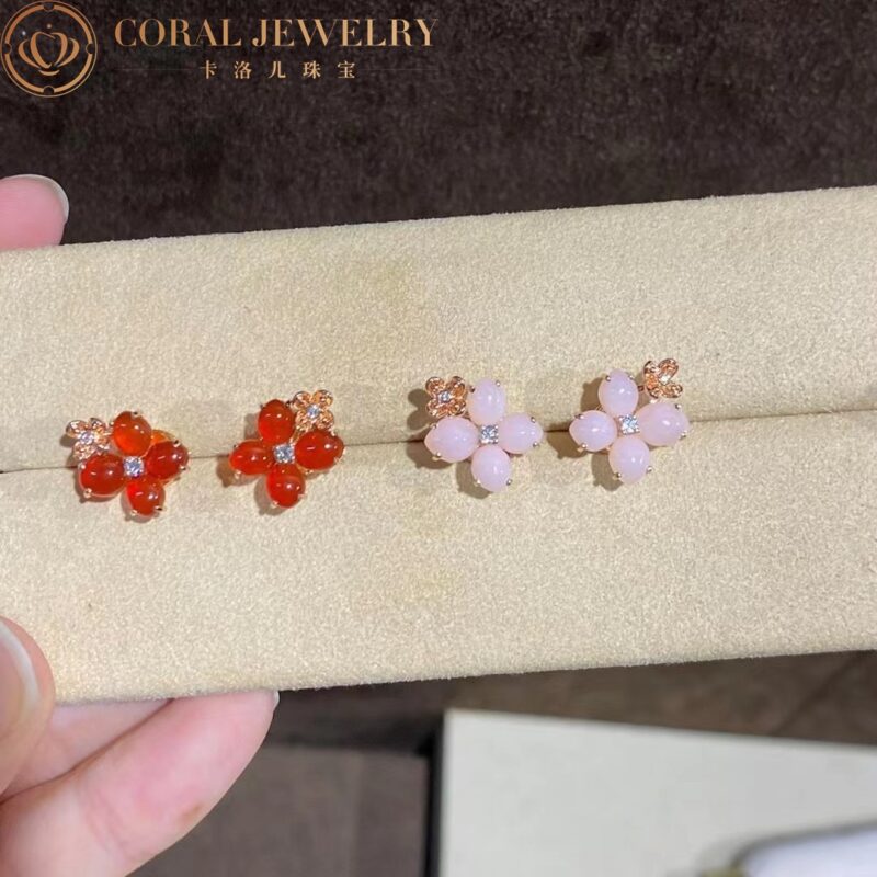 Chaumet Hortensia Aube Rosee Pink Gold Diamond Carnelian Earrings4