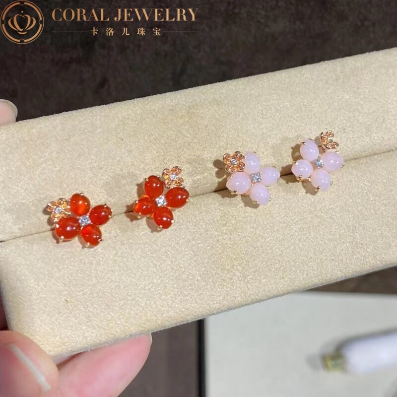 Chaumet Hortensia Aube Rosee Pink Gold Diamond Carnelian Earrings3