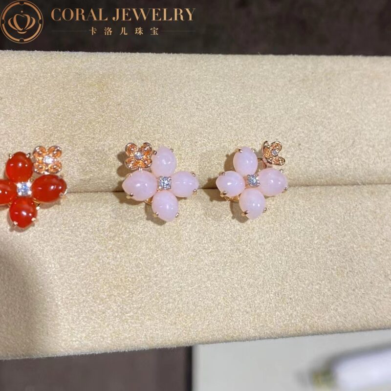 Chaumet Hortensia Aube Rosee Pink Gold Diamond Carnelian Earrings2