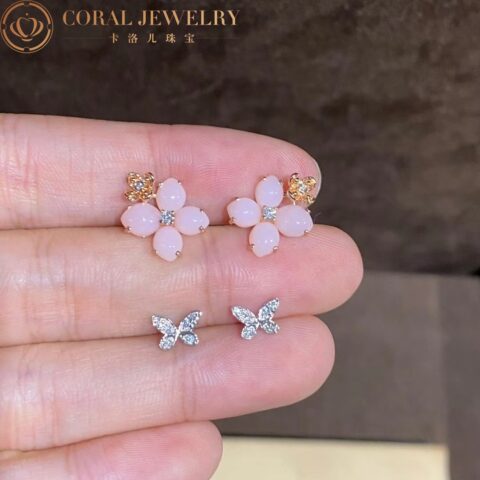 Chaumet Hortensia Aube Rosee 083538 Pink Gold Diamond Opal Earrings 6