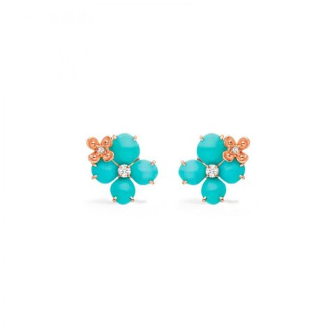 Chaumet 083148 Hortensia Aube Rosee Pink Gold Diamond Turquoise Earrings 1