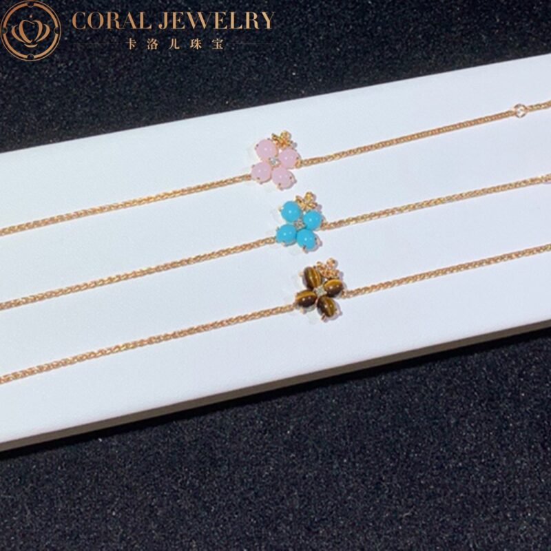 Chaumet Hortensia Eden 083534 Pink Gold Turquoise Diamond Bracelet 7