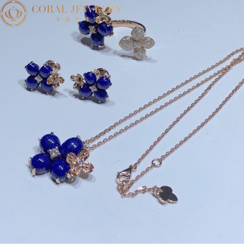 Chaumet Hortensia 083147 Eden Pink Gold Lapis lazuli Diamond Pendant 6