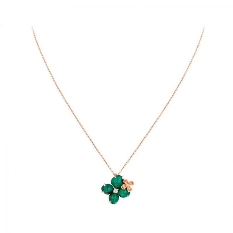 Chaumet 083144 Hortensia Eden Pink Gold Malachite Diamond Pendant 2