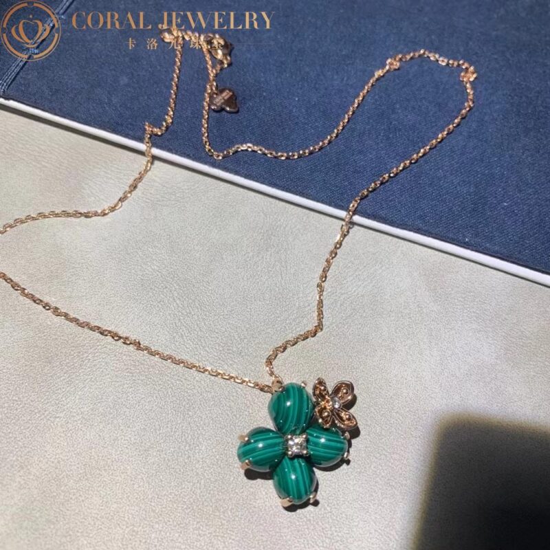 Chaumet 083144 Hortensia Eden Pink Gold Malachite Diamond Pendant 3