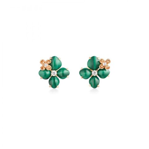 Chaumet 083337 Hortensia Jardins Pink Gold Malachite Diamond Earrings 1
