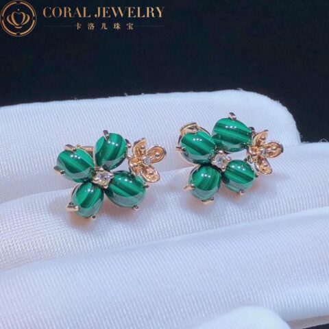 Chaumet 083337 Hortensia Jardins Pink Gold Malachite Diamond Earrings 8
