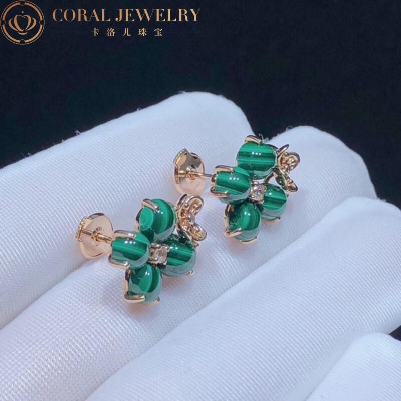 Chaumet 083337 Hortensia Jardins Pink Gold Malachite Diamond Earrings 7