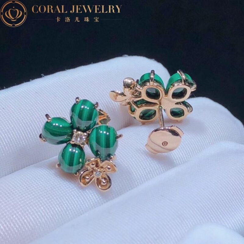 Chaumet 083337 Hortensia Jardins Pink Gold Malachite Diamond Earrings 6