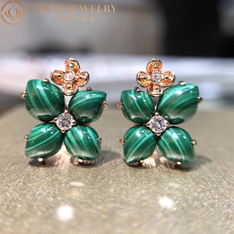 Chaumet 083337 Hortensia Jardins Pink Gold Malachite Diamond Earrings 2