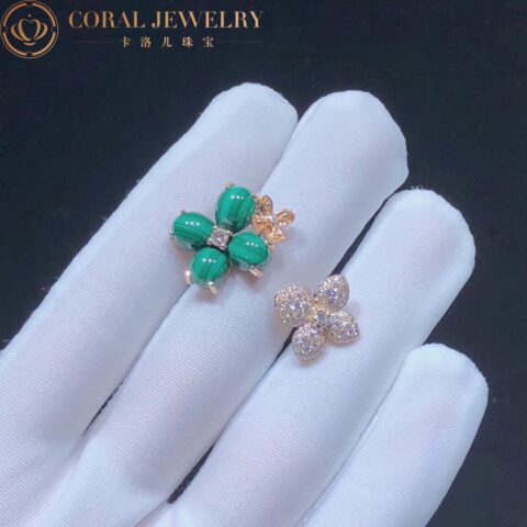 Chaumet Hortensia Pink Gold Diamonds And Malachite Ring 083336 Coral 18